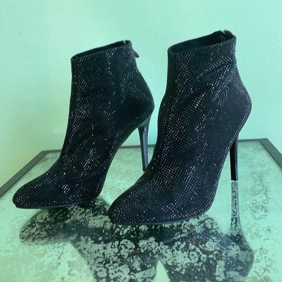 Nancy Li black rhinestone heel booties size 8.5 - Picture 2 of 5